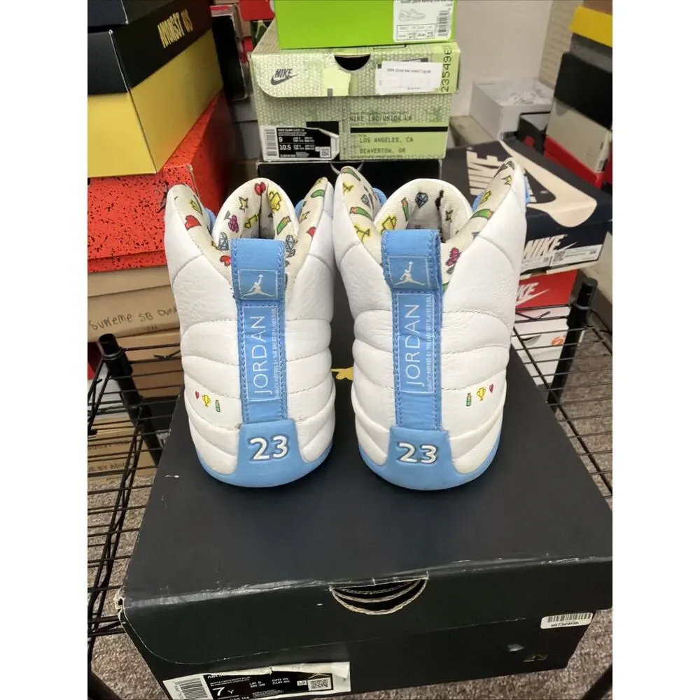 Jordan Air Jordan 12 Retro GS White/Blue/Yellow High Top 7Y DQ4365-114 BB